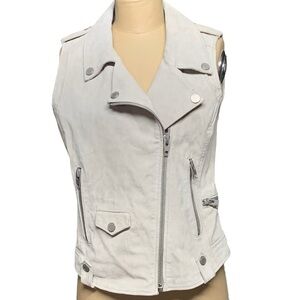 Blank NYC Neutral Suede Moto Vest Sz M Lined Zipper Detail